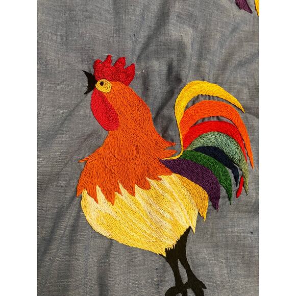 Seafarer De Colores Rooster Large Mens Vintage 1970s ? Blue Short Sleeve Button - Picture 5 of 9